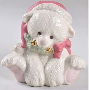 Vintage Lenox Porcelain Christmas 4” Polar Bear Cub w Santa Hat Figurine